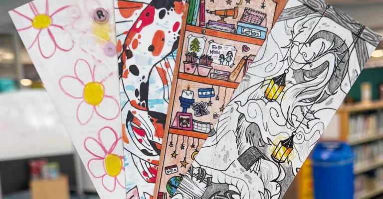 Four bookmarks featuring art from London Teen Agers