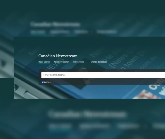 Screenshot of the top of the Canadian Newsstream home page showing a search bar.