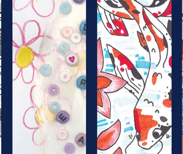 4 winning bookmark designs with a blue background