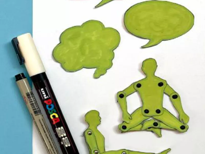 Cut out shapes to make comic book characters