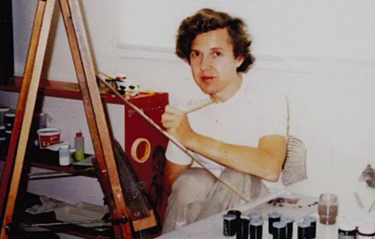 Rudy Sparkuhl painting in his Studio.