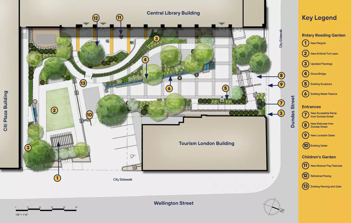 a map of the Reading Garden