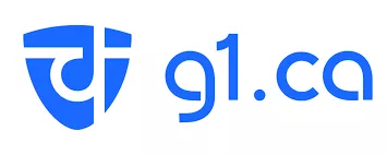 blue g1.ca logo with shield