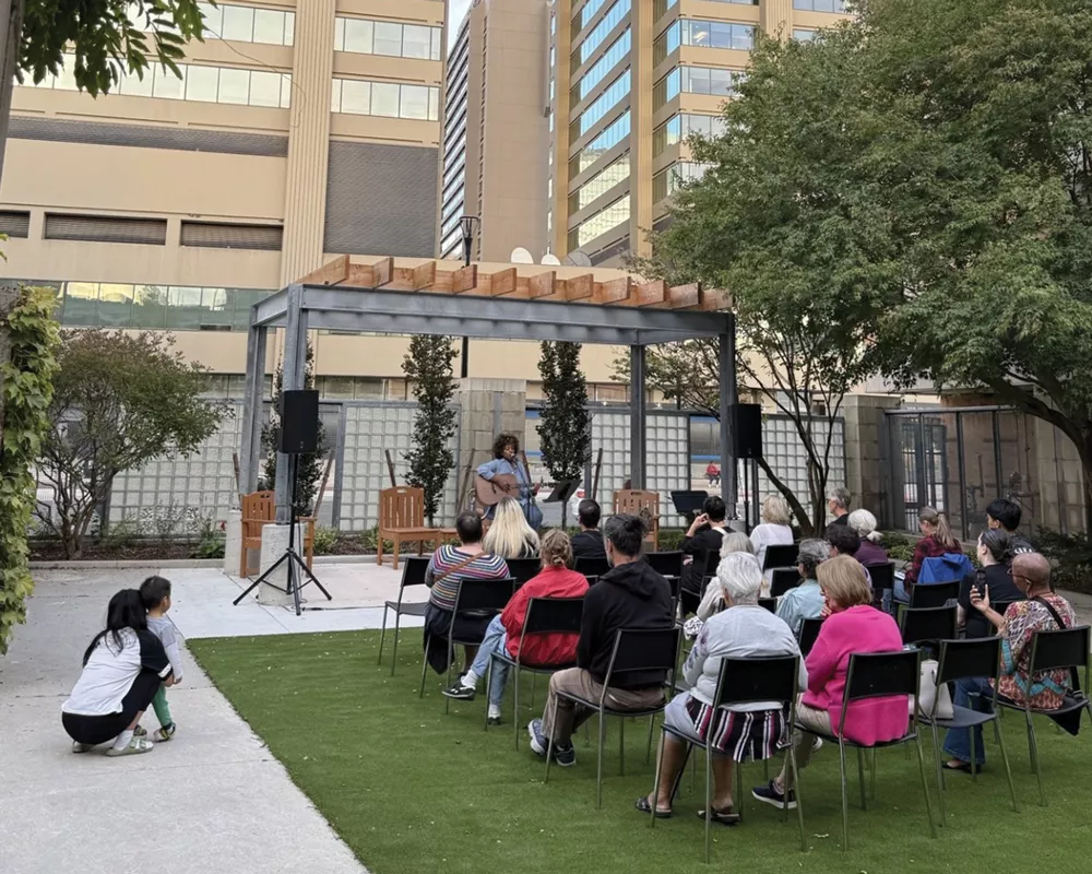 An outdoor concert at Rotary Reading Garden
