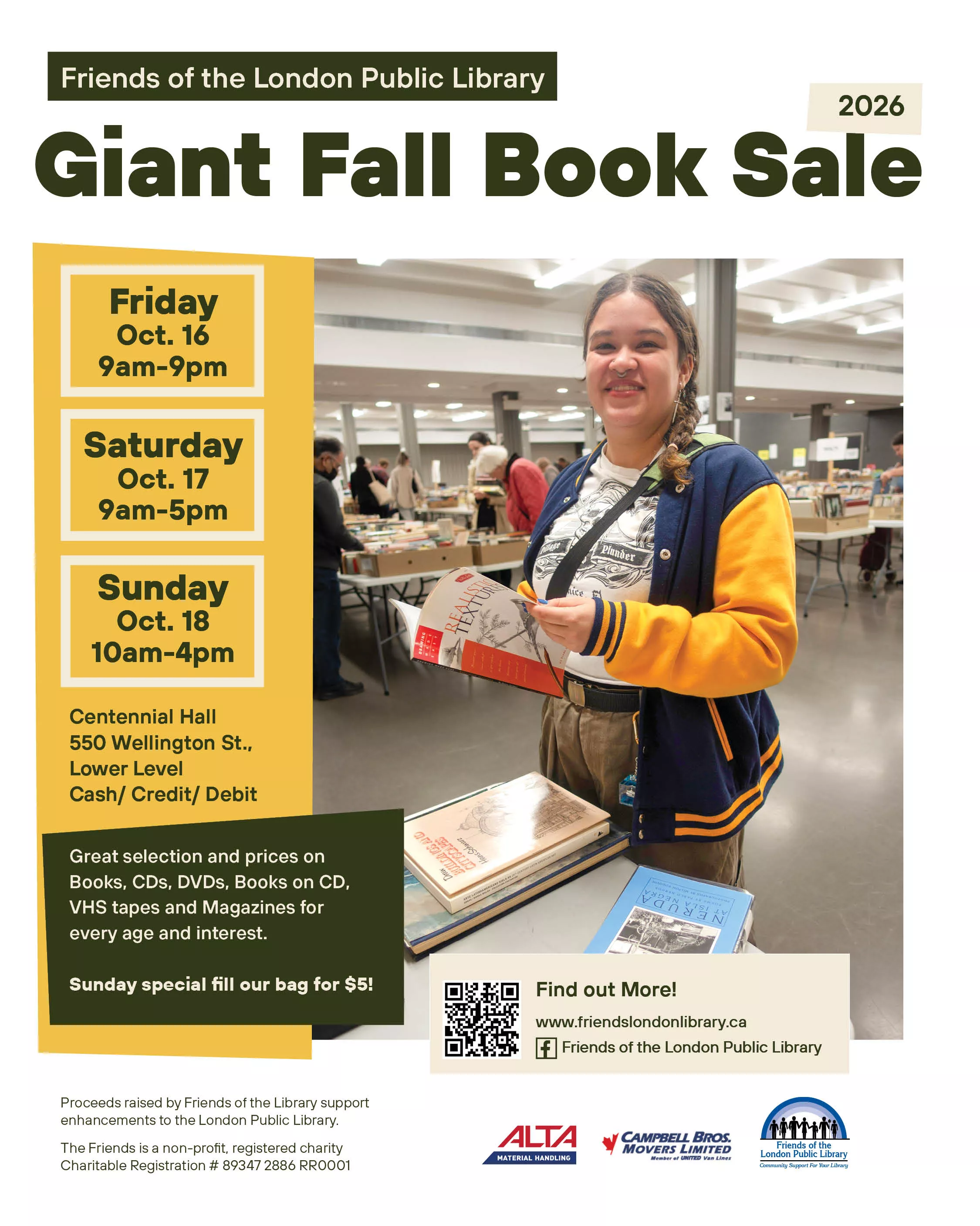 A poster with information about the Giant Fall Book Sale